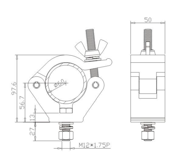 60mm CLAMP BLACK- ALUMINIUM COUPLER SUIT 58-61MM TRUSS / PIPE TUV LOAD RATED 750KG