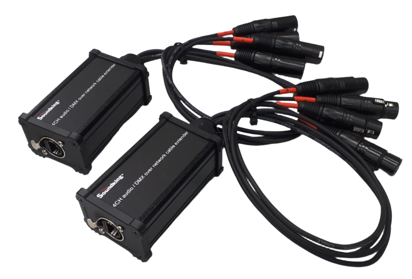 RJ45 cable splitter breakout to 4x 3pin XLR - Female and Male XLR bundle CXA031 / CXA032