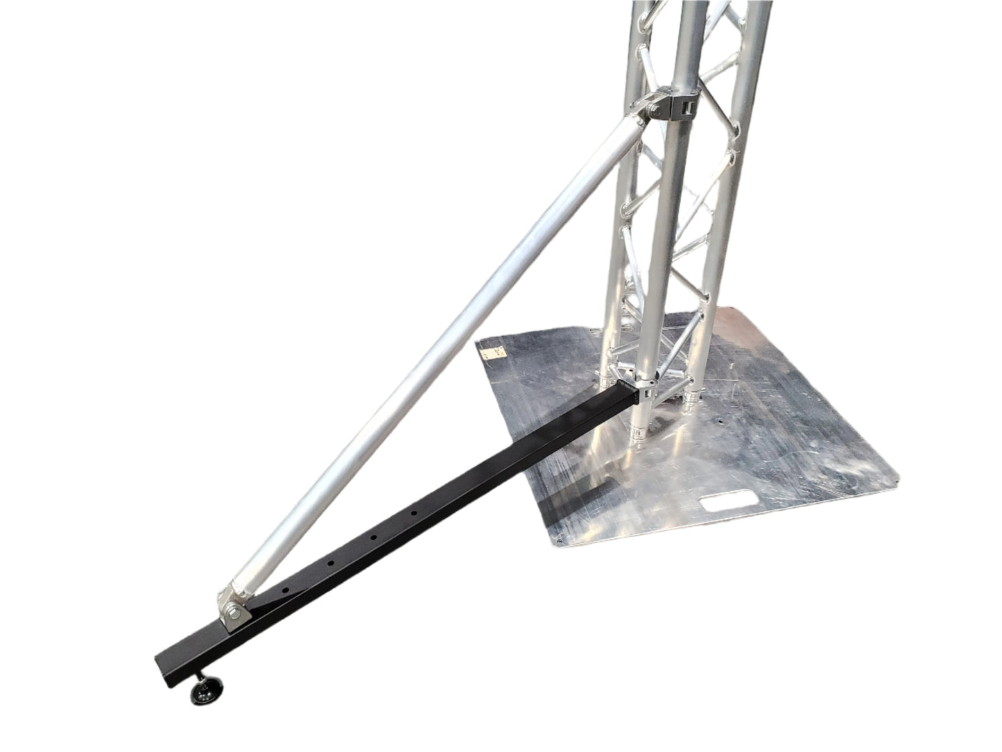 Truss / base plate outrigger, ground support balance system for 2" trussing