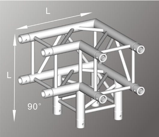 Alutruss ALU43205B aluminium three-way box truss corner / 290MM