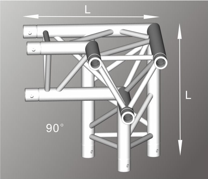 Alutruss ALU33105RB aluminium three-way tri-truss Right Corner / 290MM