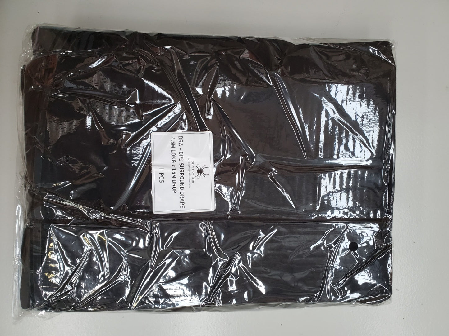 OPS SURROUND DRAPE 4.5m long X 1.5m drop 200gsm black velveteen