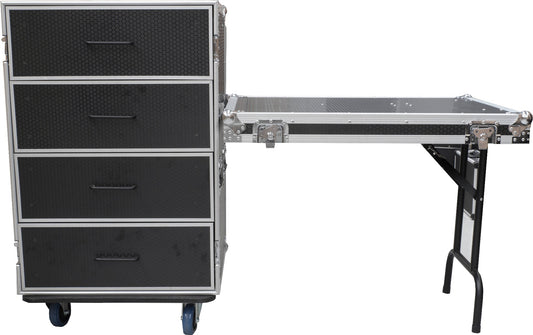 CaseToGo 4 draw Utility Road case with a DJ-Utility Table