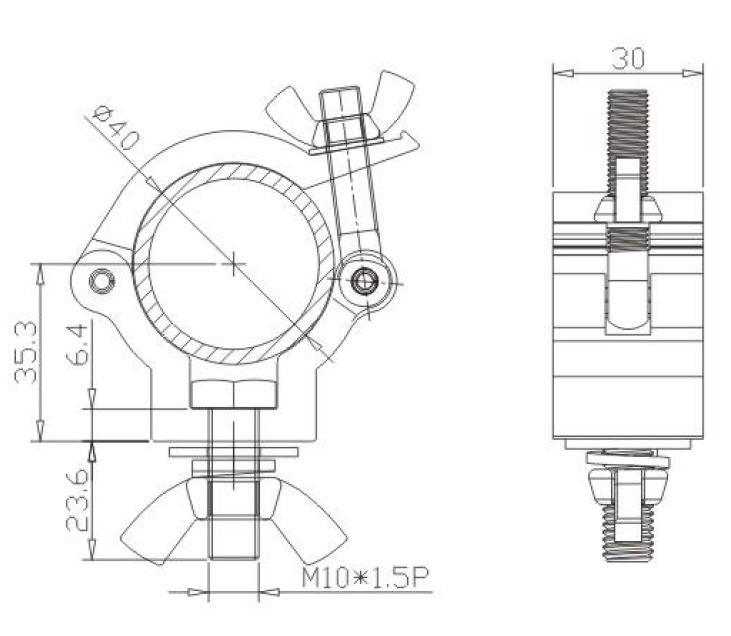 CLAMP BLACK- ALUMINIUM COUPLER SUIT 38-41MM TRUSS / PIPE TUV LOAD RATED 100KG
