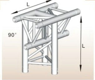 Alutruss ALU33305B aluminium T-section tri-truss corner / 290MM