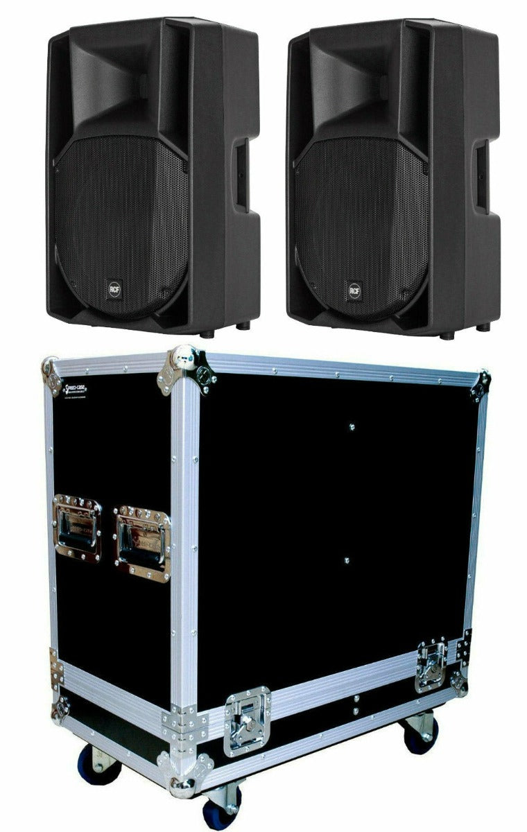 2x RCF ART 735-A MK4 700W RMS ACTIVE SPEAKERS AND DUAL FLIGHT CASE