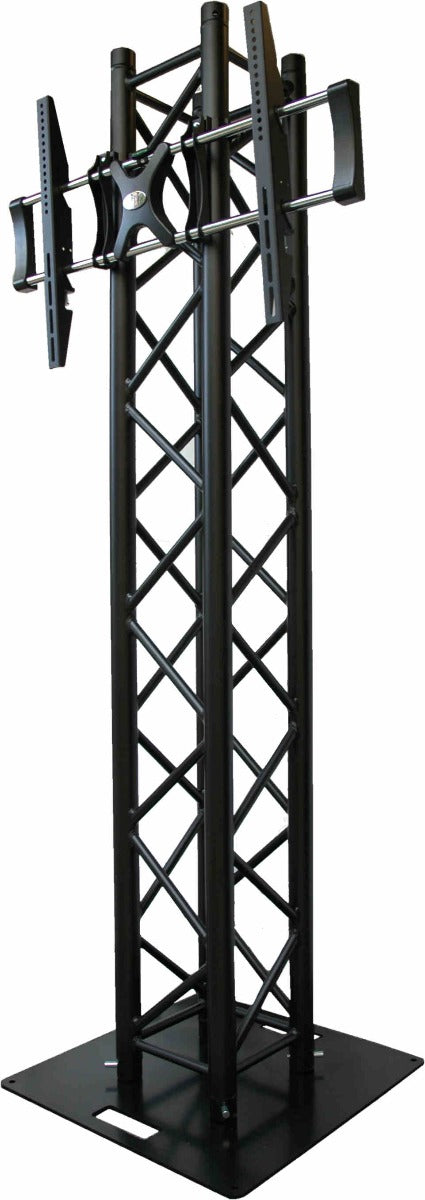 Box truss Black 2m TV / PLASMA Screen Stand package with TV bracket, with 600mm base plate