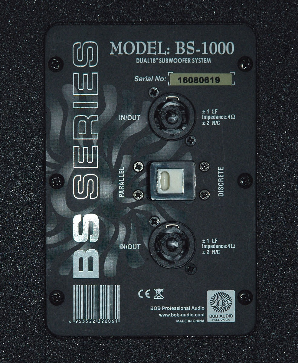 BOB AUDIO BS1000 CONCERT SERIES DUAL 18" 1400W RMS BAND PASS SUBWOOFER