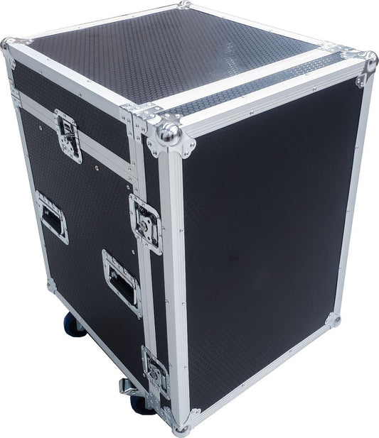 CaseToGo 19" 12U amp / digital mixer slanted flight road case, Fits Yamaha TF1 or Midas M32R mixer