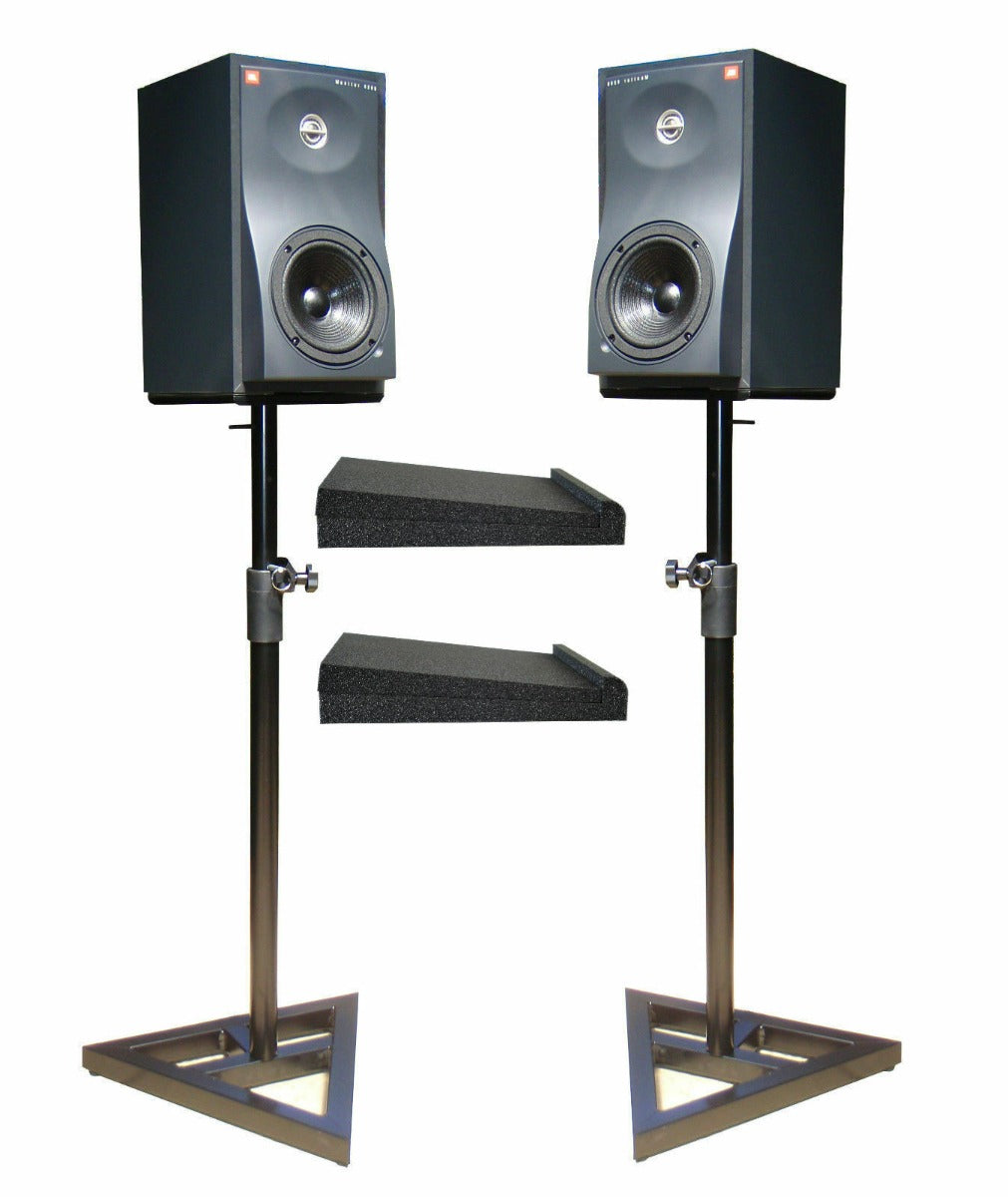 2X SOUNDKING DB039B STEEL STUDIO MONITOR STANDS + ISOLATION PADS