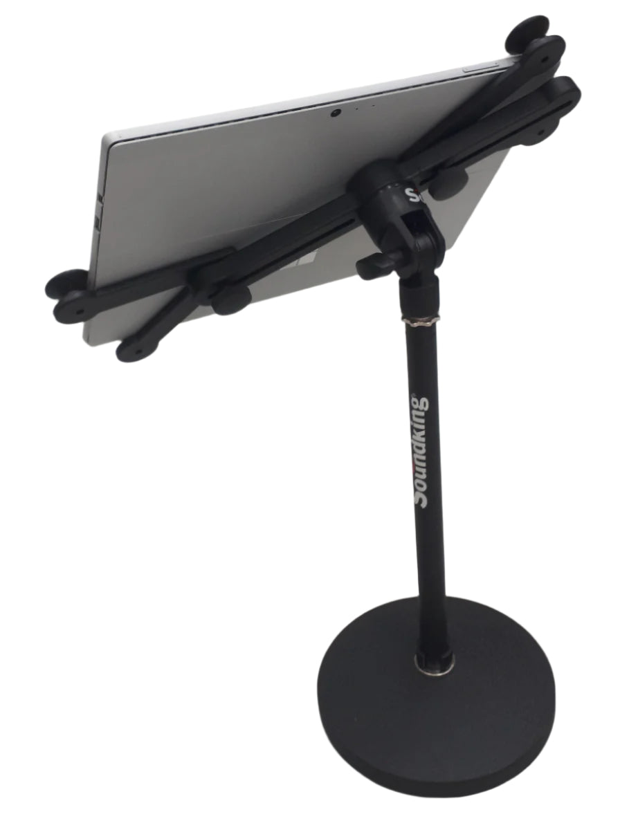 Tabletop desktop short boom stand with universal iPad tablet holder