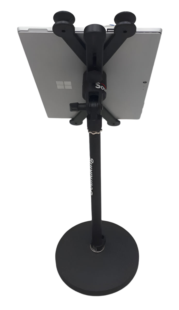 Tabletop desktop short boom stand with universal iPad tablet holder