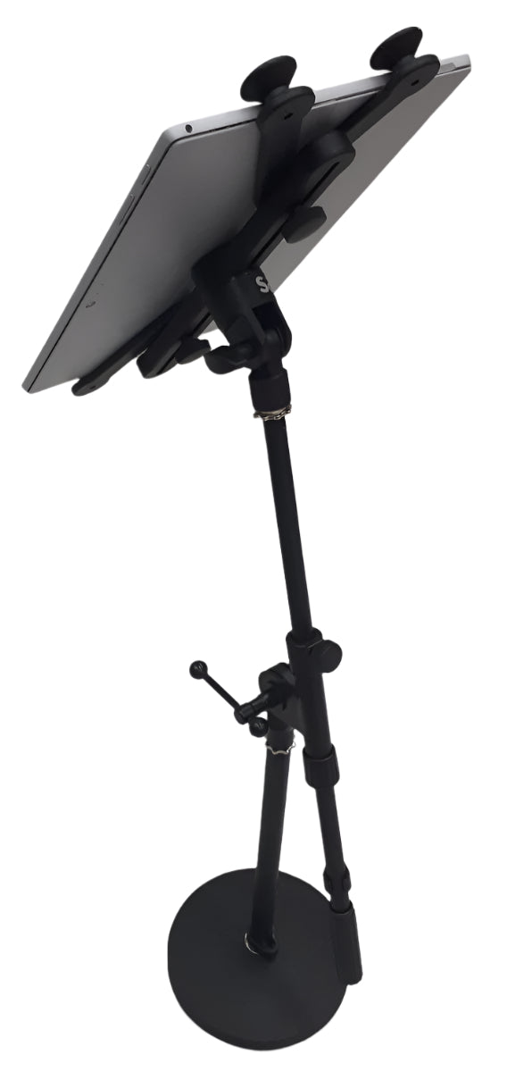 Tabletop desktop short boom stand with universal iPad tablet holder