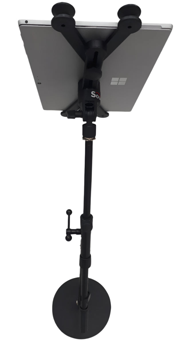 Tabletop desktop short boom stand with universal iPad tablet holder