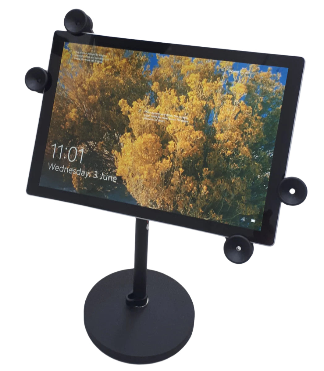 Tabletop desktop short boom stand with universal iPad tablet holder