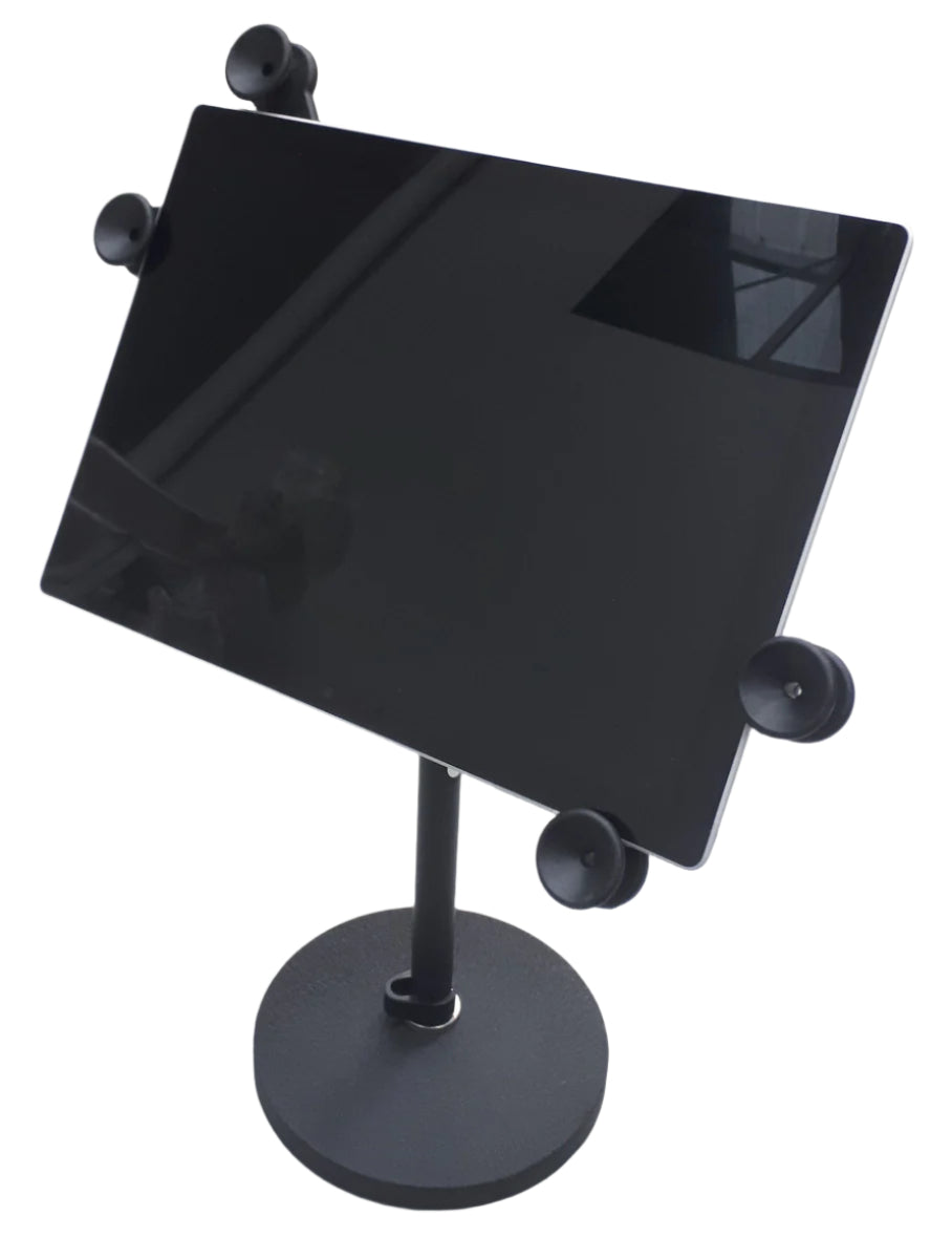 Tabletop desktop short boom stand with universal iPad tablet holder