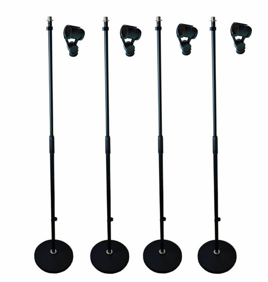 4x Soundking professional quality round base microphone stands DD053B + clips- BULK BUY