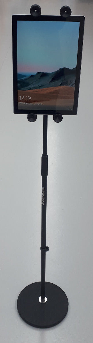 Tall round base stand with universal iPad holder