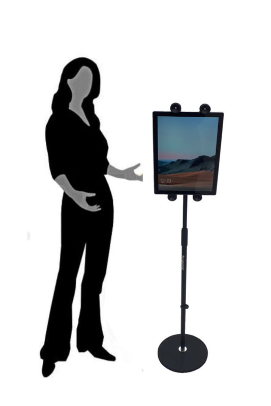 Tall round base stand with universal iPad holder