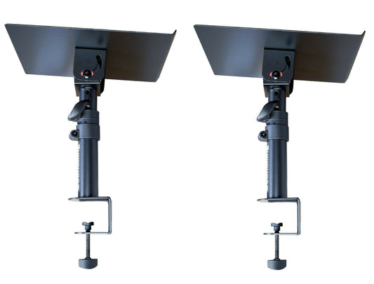 PAIR OF TABLE TOP MONITOR STAND WITH TABLE CLAMP LARGE TRAY, DF147