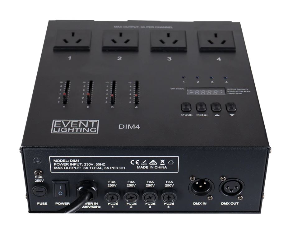EVENT LIGHTING DIM4 - 4 channel DMX Dimmer/Switch
