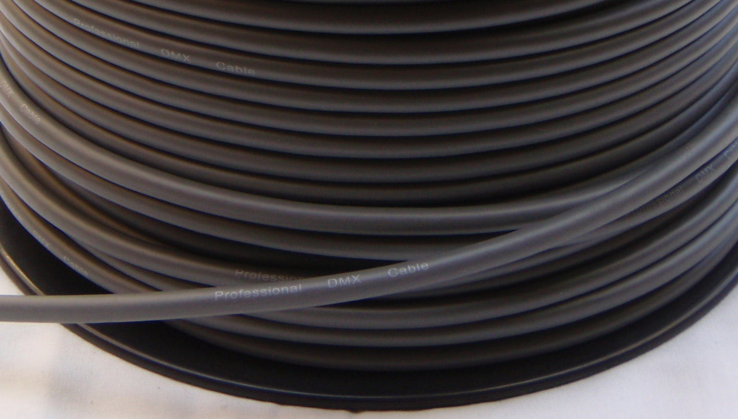 DMX cable - 100m roll, 2 core + earth - grey