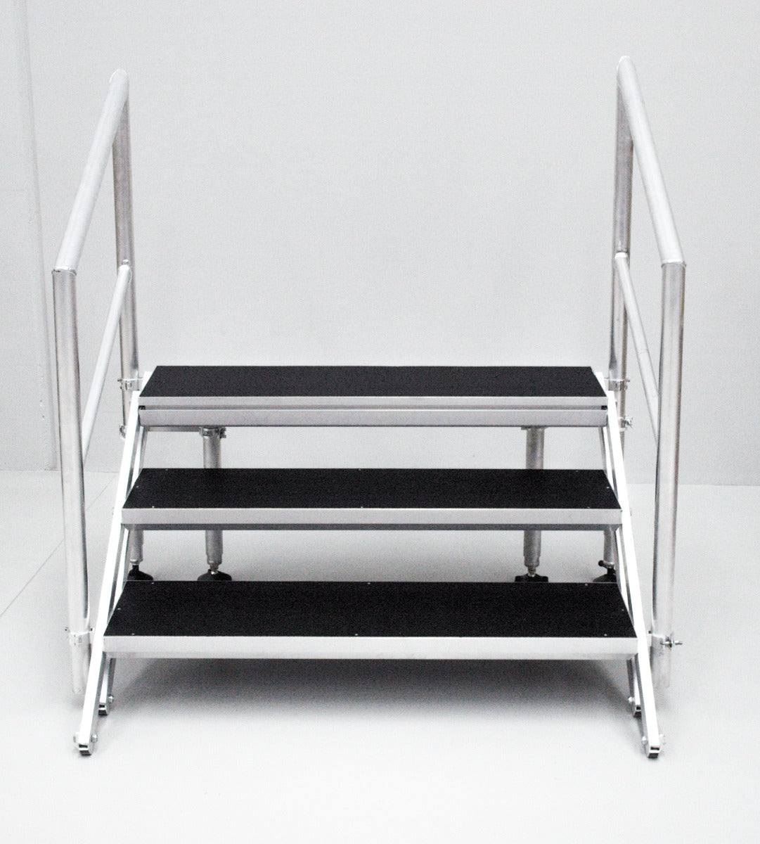 3-STEP ADJUSTABLE, FOLDING STAIRS FOR STAGE 600-800MM HIGH WITH HANDRAILS