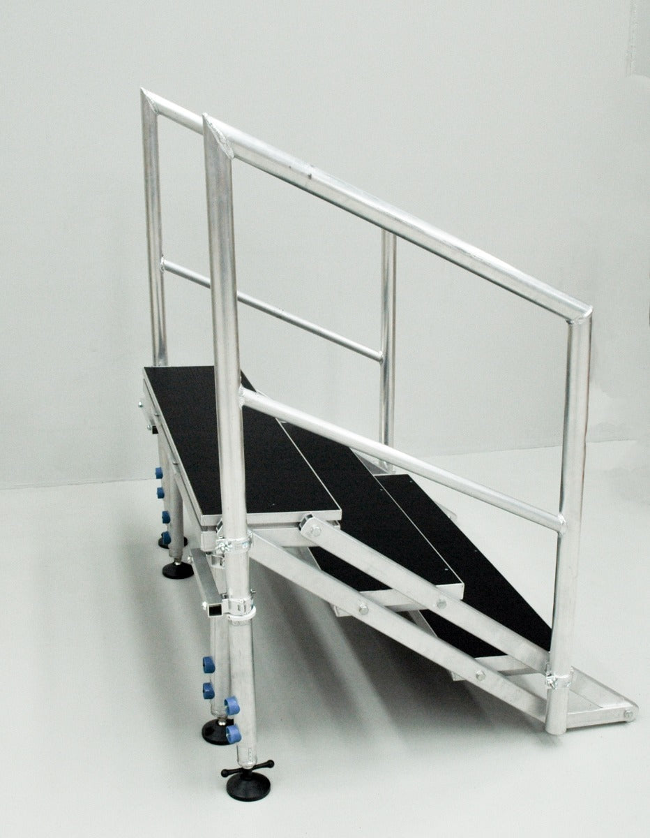 3-STEP ADJUSTABLE, FOLDING STAIRS FOR STAGE 600-800MM HIGH WITH HANDRAILS