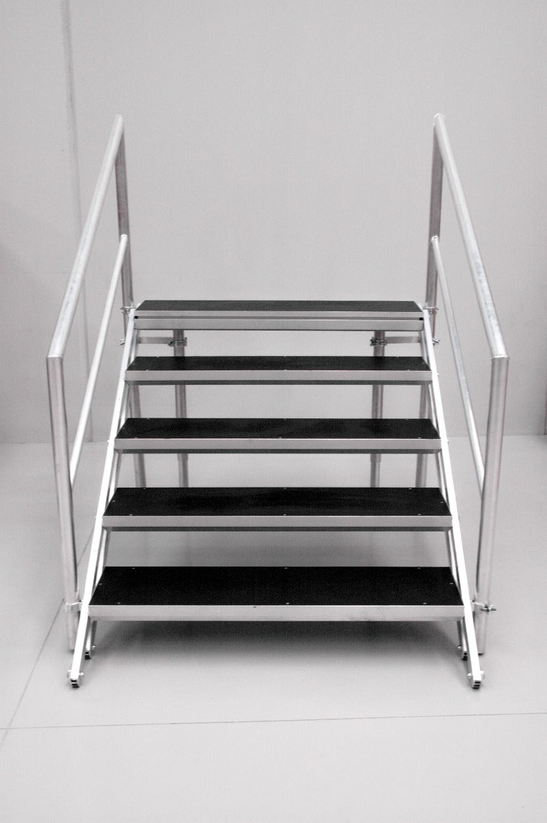 5-step stairs for stage 1000-1200mm high x1220mm wide with handrails
