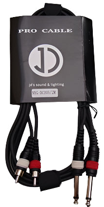 Dual 6.35mm Jack to dual male RCA cable, 2m. NYGDC005