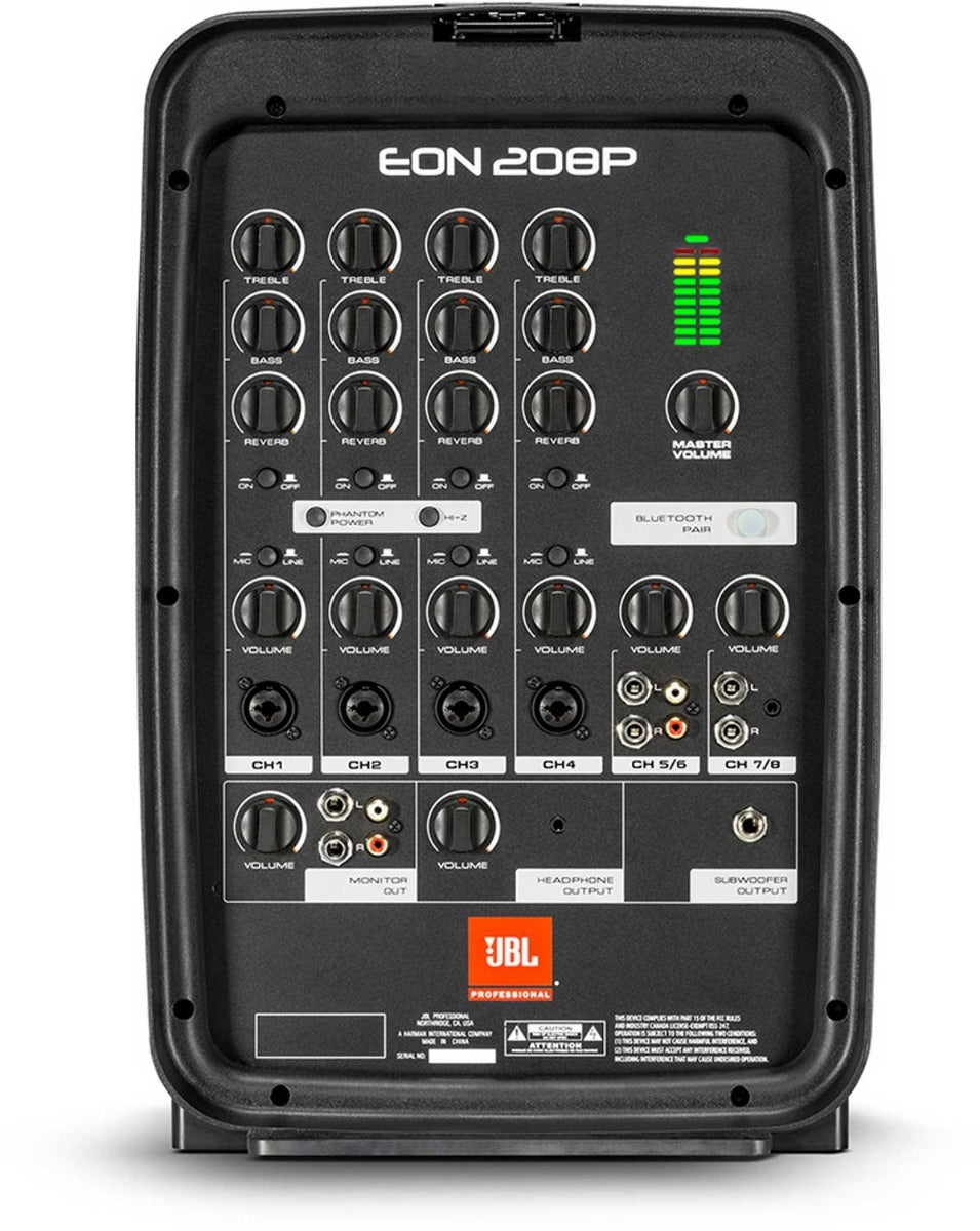 JBL Eon208p 8" PA System with 8 channel mixer and bluetooth + BONUS speaker stands