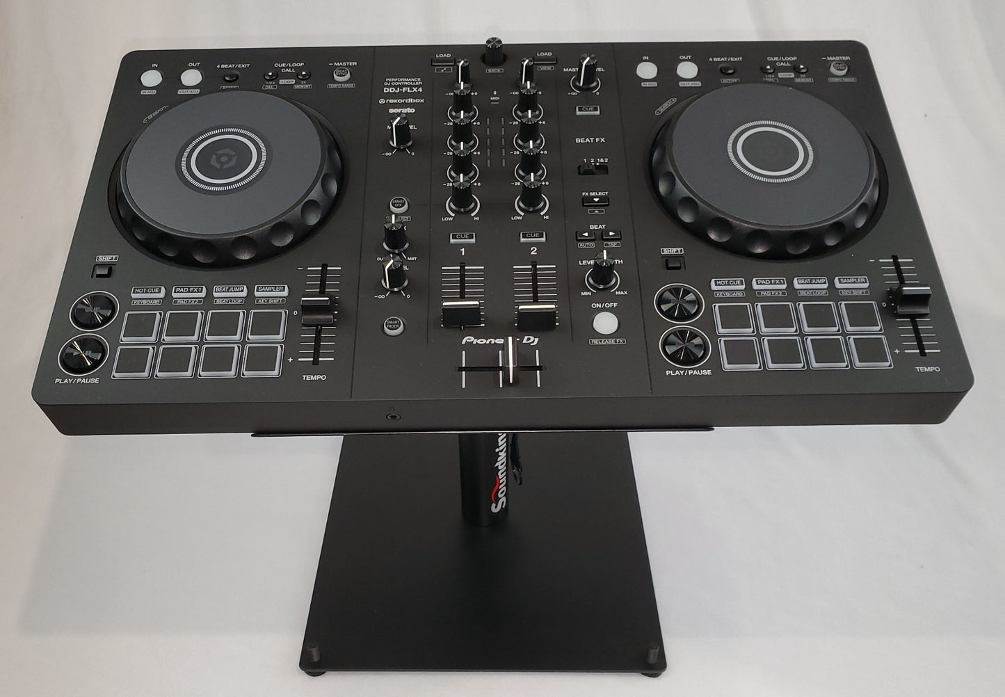 Pioneer DDJ-FLX4 DJ Controller with table top stand DF146