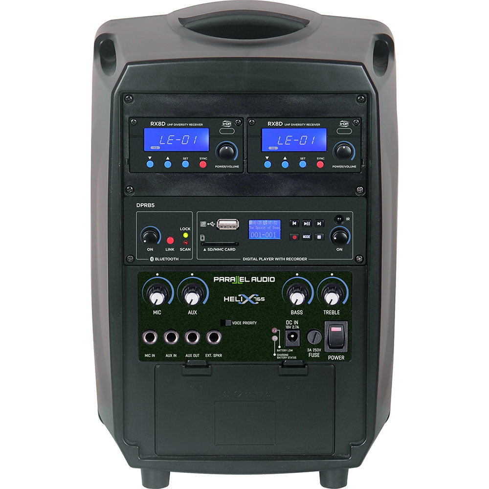 PARALLEL AUDIO HX-765 70WATTS PORTABLE PA SYSTEM WITH DUAL RECEIVER, BELTPACK AND HANDHELD TRANSMITTERS