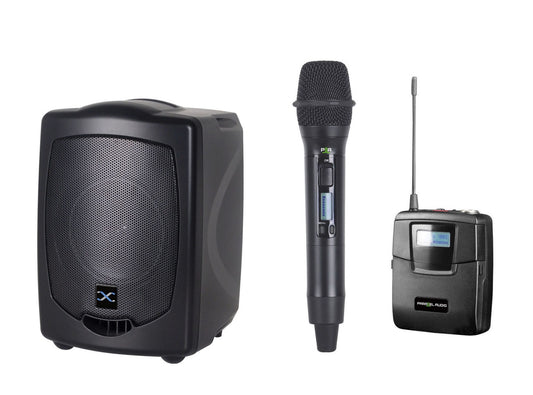 PARALLEL AUDIO HX-765 70WATTS PORTABLE PA SYSTEM WITH DUAL RECEIVER, BELTPACK AND HANDHELD TRANSMITTERS