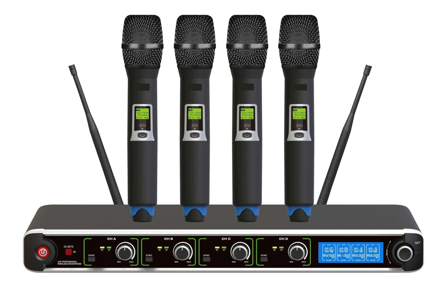 E-lektron IU-4013 Four Channel Wireless Microphone System - 4 Handheld Mics