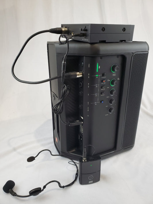 JBL EON One Compact battery operated portable PA speaker + AKG DMS100 headset system