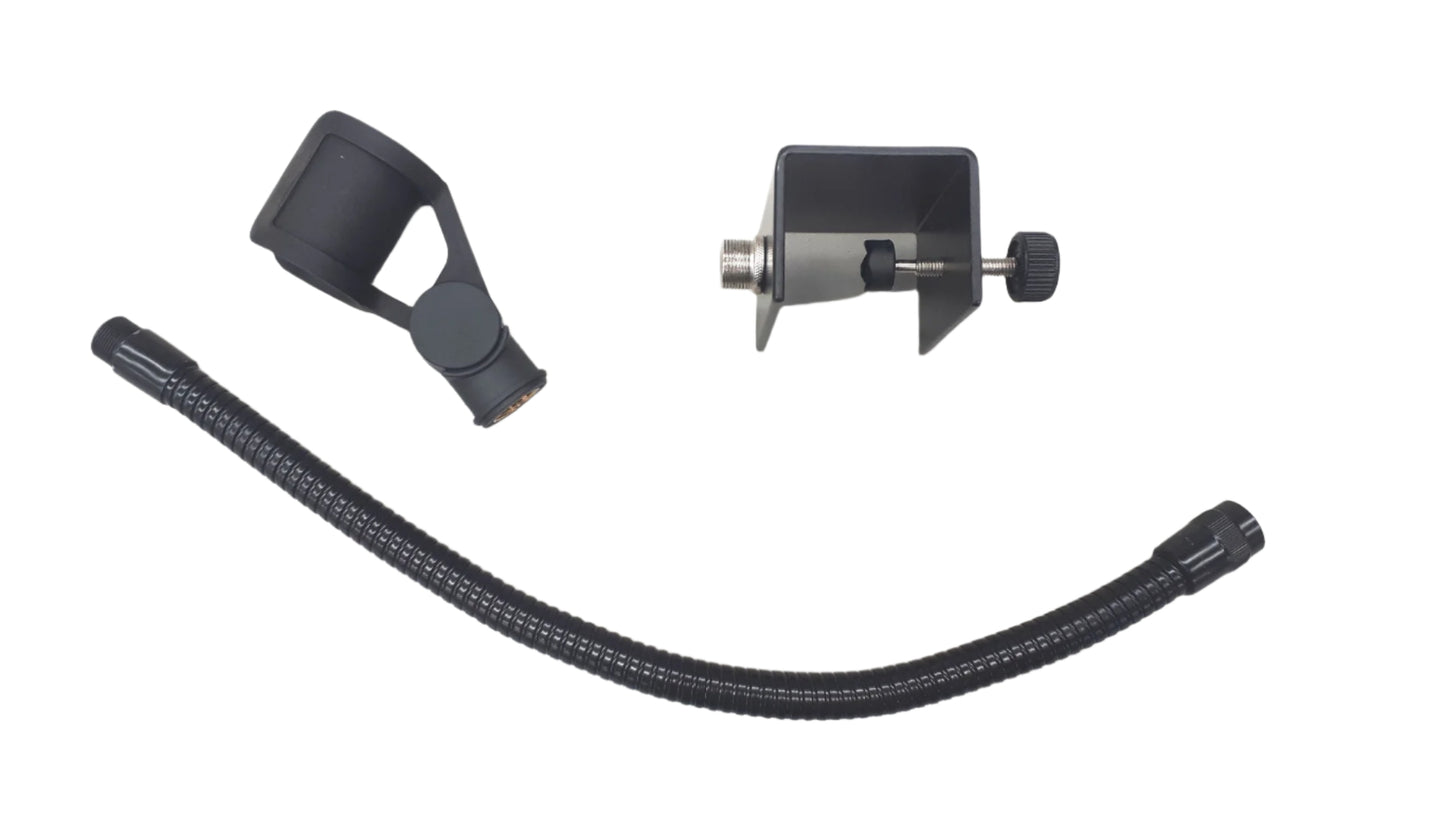 Lectern microphone adjustable gooseneck holder with table top clamp - 400mm