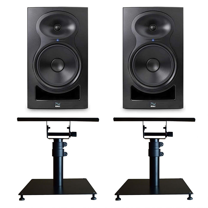KALI AUDIO LP-8 2ND WAVE 8" 2-WAY ACTIVE STUDIO MONITOR PAIR BLACK + TABLE TOP STANDS DF146