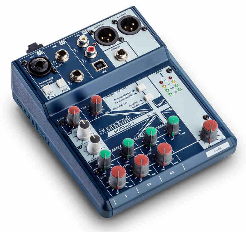 SOUNDCRAFT NOTEPAD-5 SMALL-FORMAT ANALOG MIXING CONSOLE WITH USB I/O