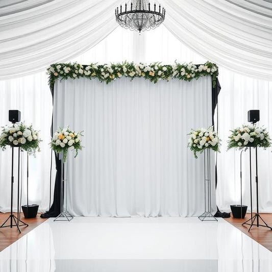 White 3m drop x 5m width velveteen drape - 200GSM