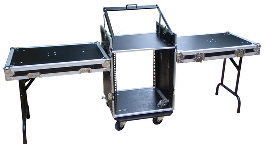 Mixer / amp case - 19" rack equipment case workstation- 10RU mixer 16RU amplifier