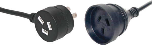 Extension Lead with Piggyback Mains 5 Metre - Black