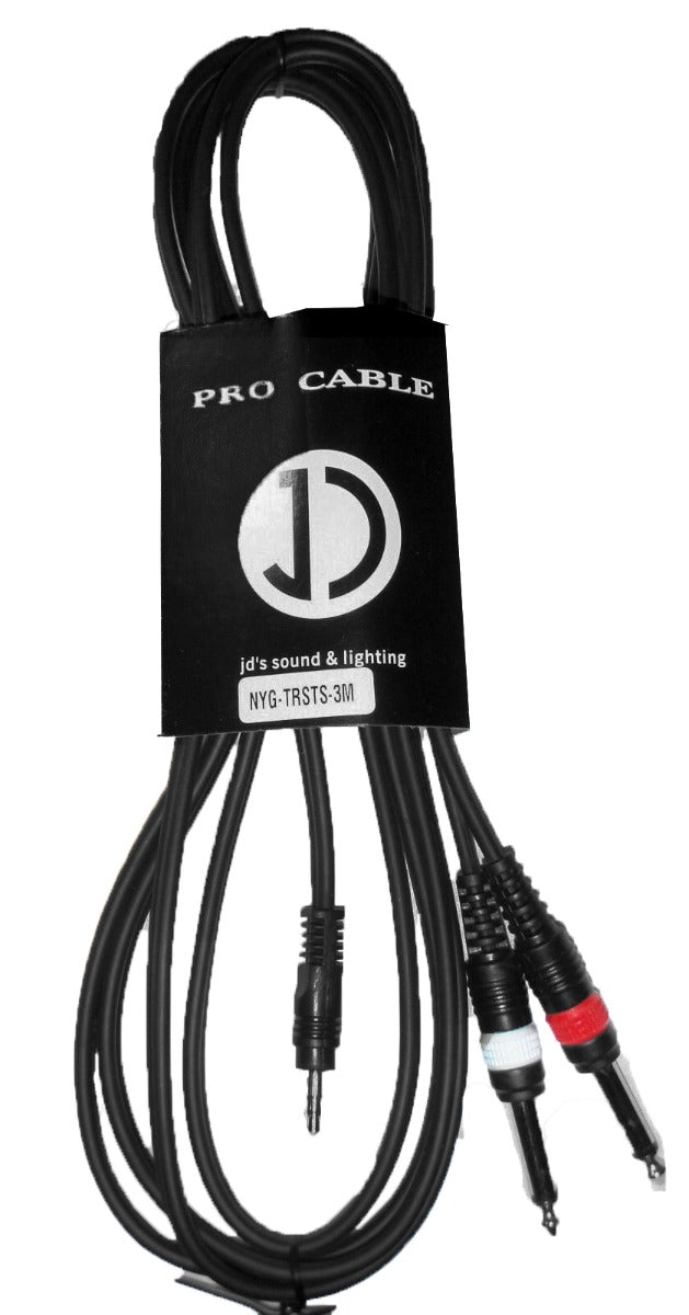 3.5MM TRS TO 2 X 6.35MM TS JACK CABLE 3M