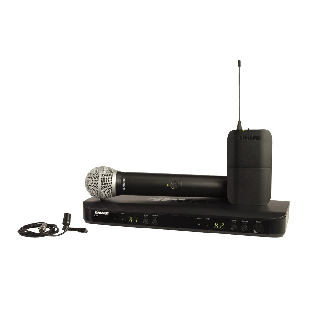 SHURE BLX1288/CL WIRELESS DUAL MIC SYSTEM, LAPEL AND HANDHELD