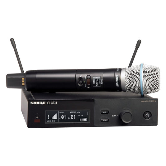 Shure SLX-D System with SLXD2/Beta87 Handheld Transmitter and SLXD4 Digital Wireless Receiver