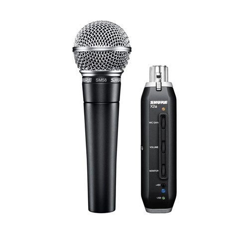 SHURE SM58 WITH SHURE X2U VOCAL CARDIOID DYNAMIC MIC WITH USB ADAPTER