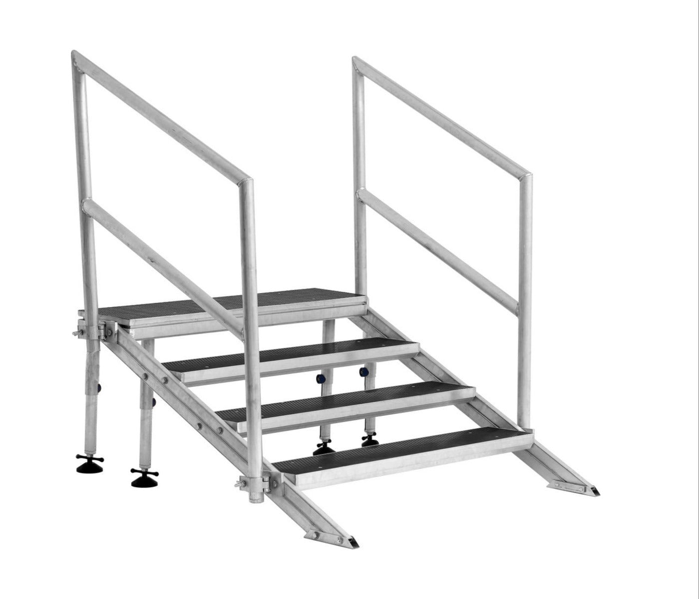4-step free standing stairs for stage 800-1000mm high with handrails