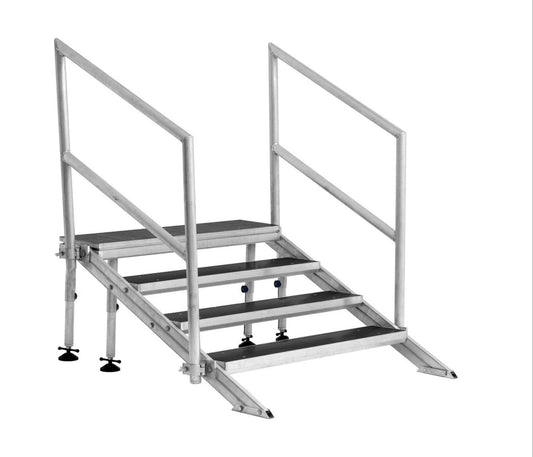 4-step free standing stairs for stage 800-1000mm high with handrails