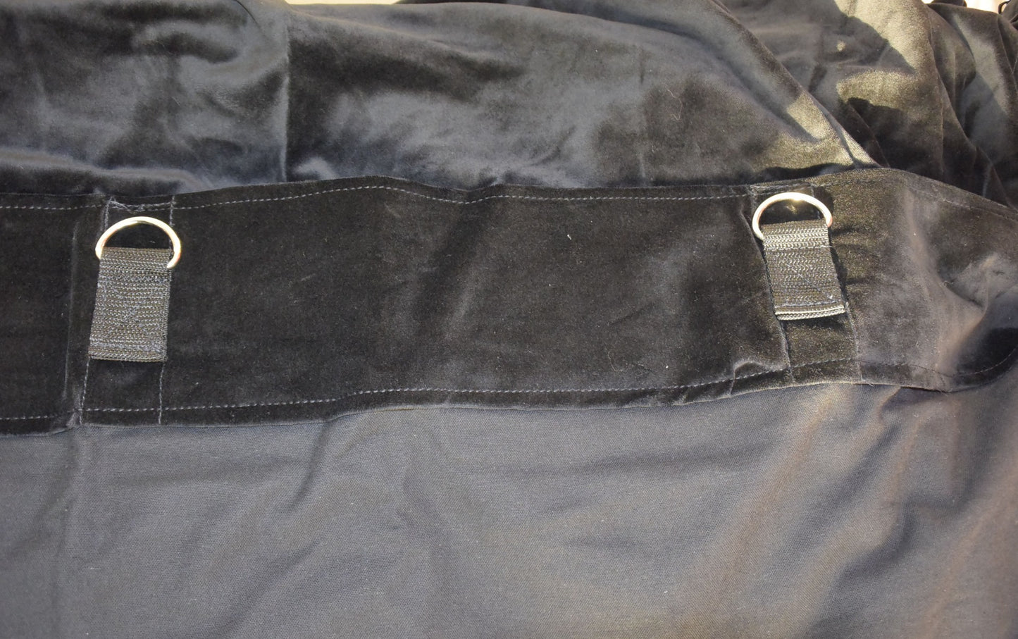 Black 4m drop x 3m width cotton velvet drape 365gsm Fire Retardant