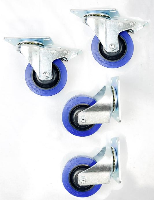 Swivel caster with blue wheel kit - set of 4